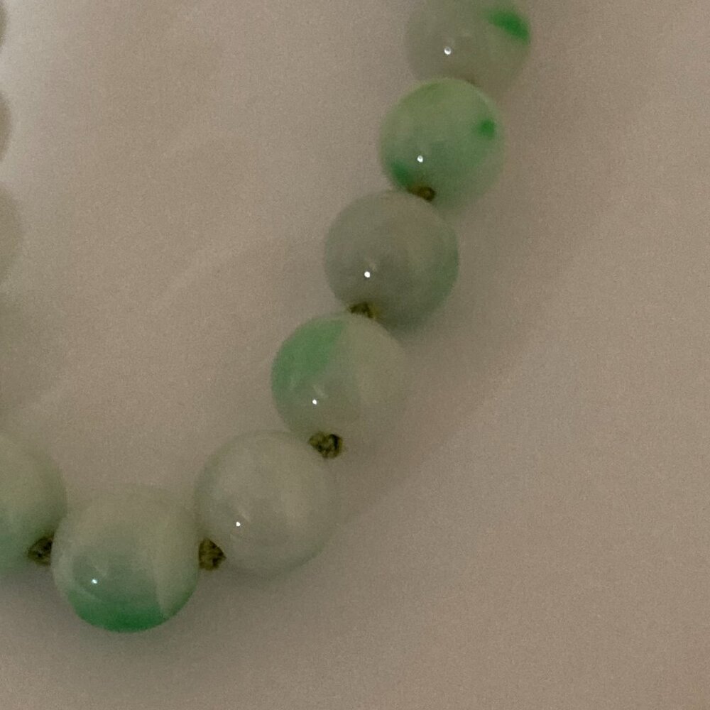 14k Yellow Gold Mings Hawaii Jade Choker Necklace 13" - Picture 7 of 8